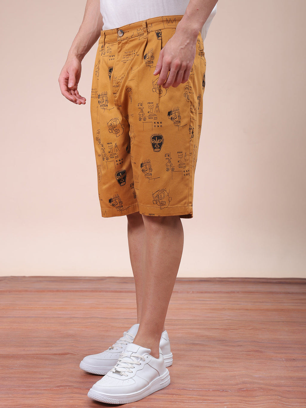 Men's Cashew Relaxed Fit Printed Casual Shorts
