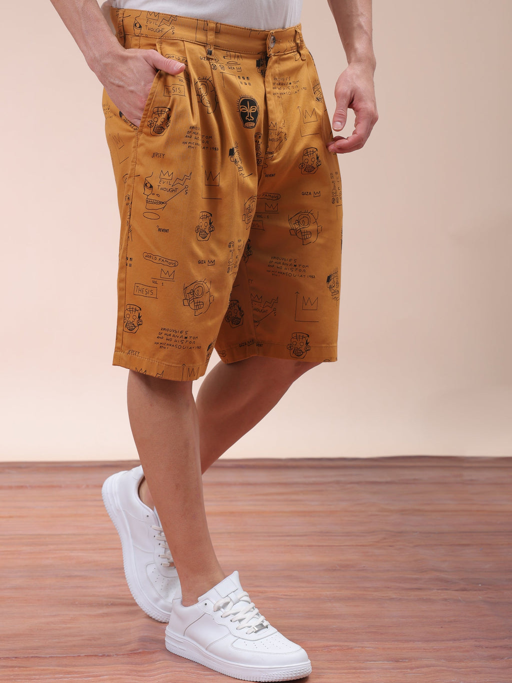 Men's Cashew Relaxed Fit Printed Casual Shorts