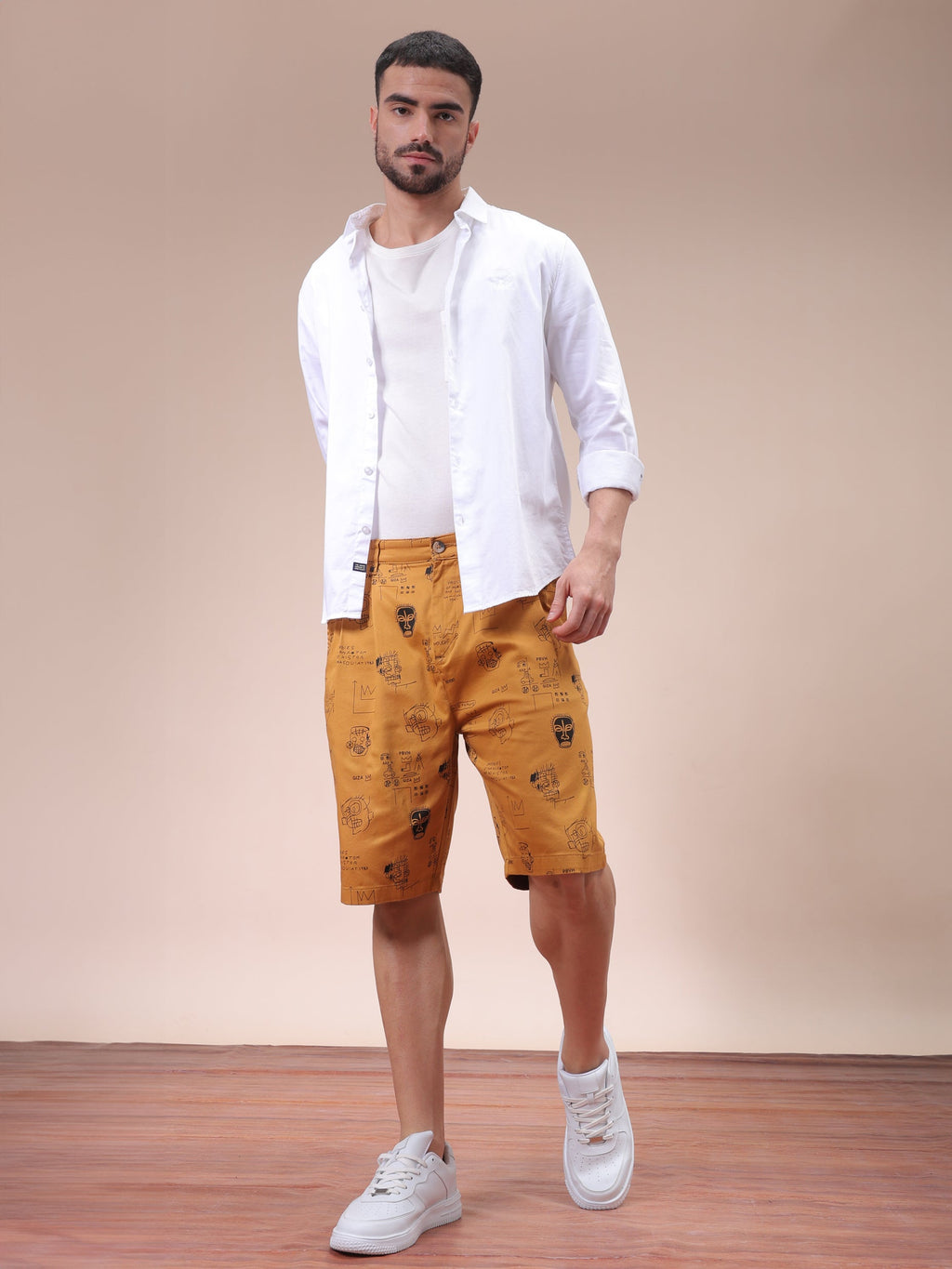 Men's Cashew Relaxed Fit Printed Casual Shorts