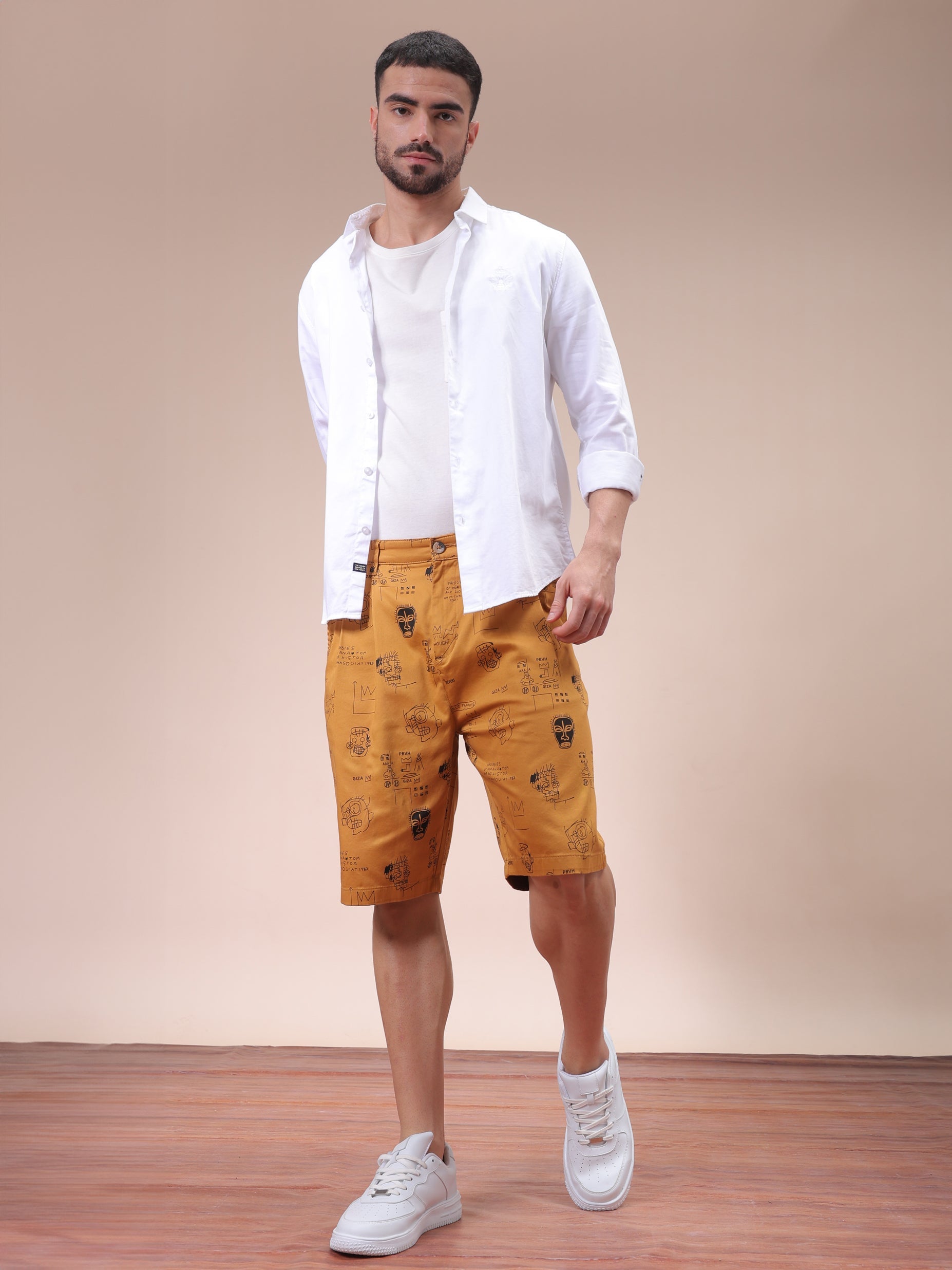 Men's Cashew Relaxed Fit Printed Casual Shorts