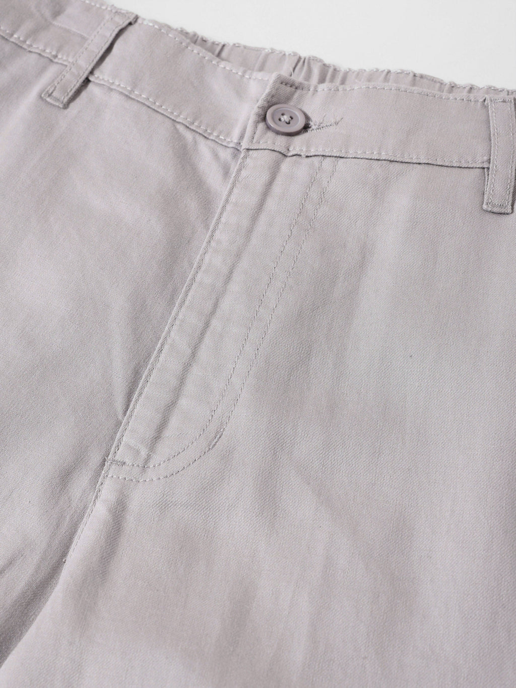 Men's Grey Relaxed Fit Solid Casual Trousers