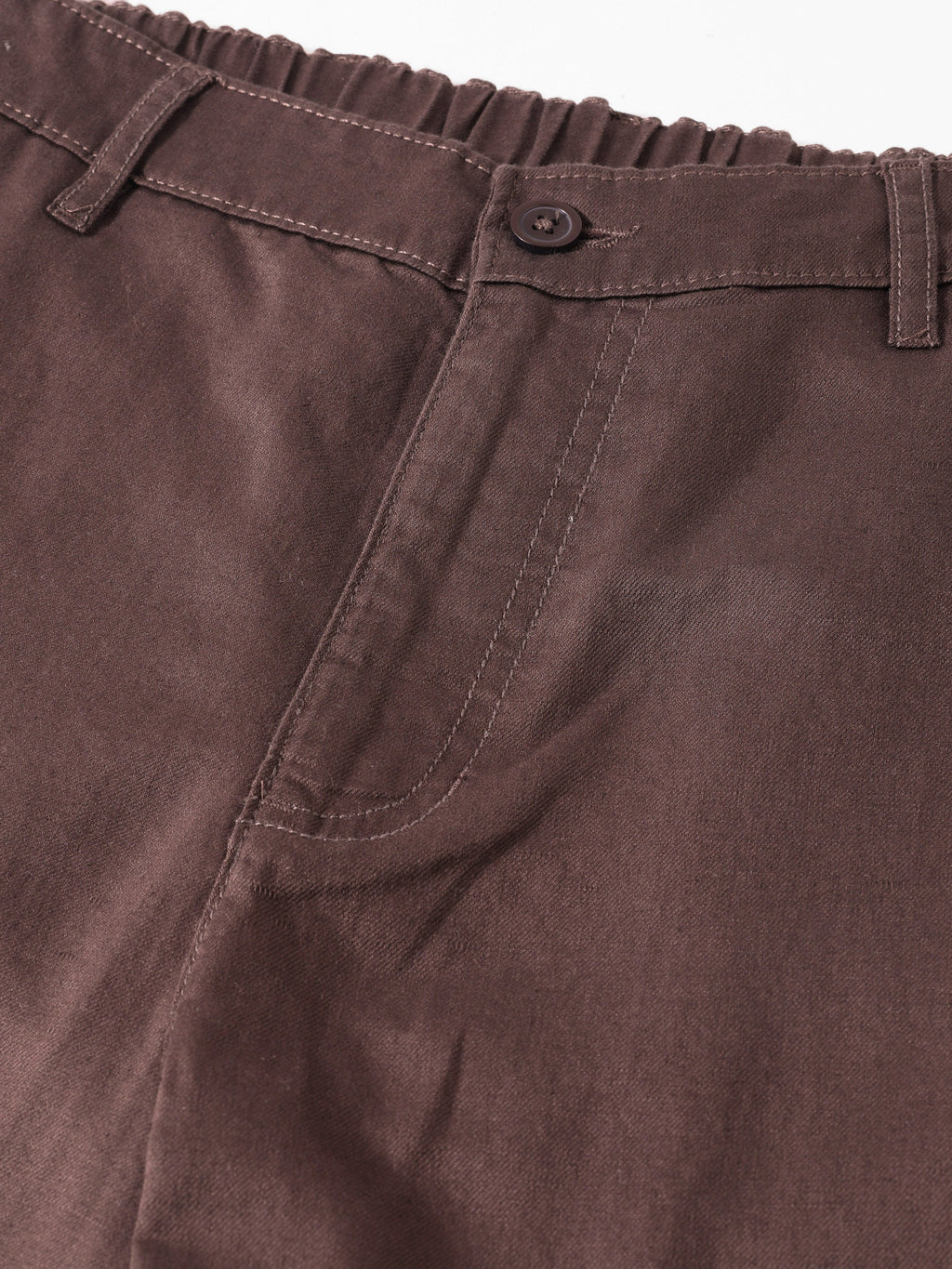 Men's Brown Relaxed Fit Solid Casual Trousers