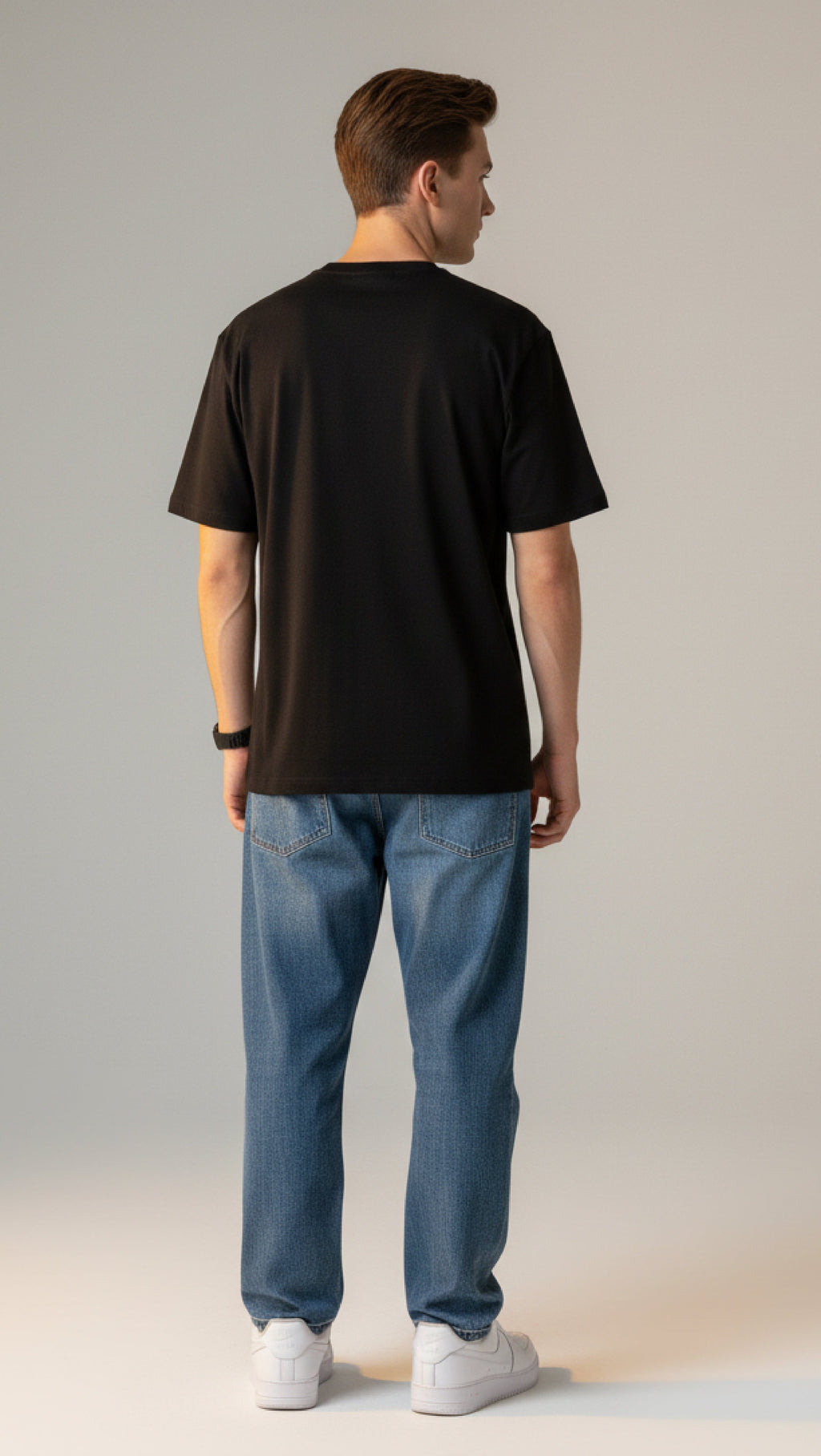 Men Printed Black Cotton Tshirt