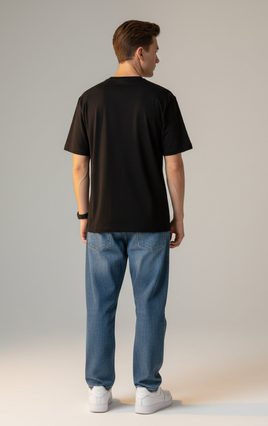 Men Printed Black Cotton Tshirt