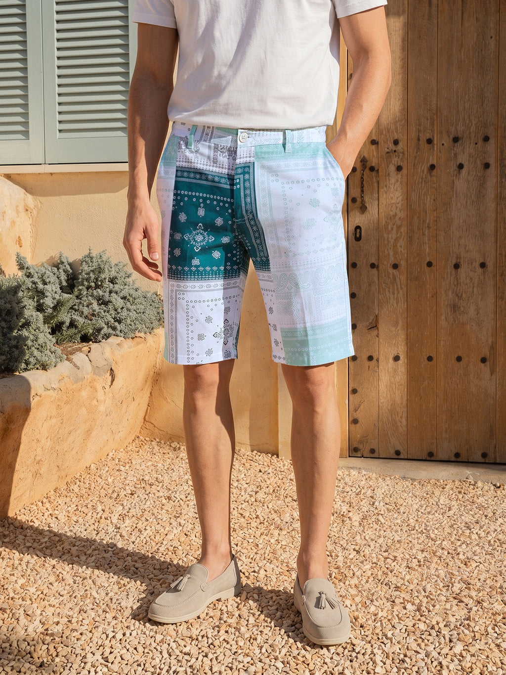 Men's Blue Printed Shorts
