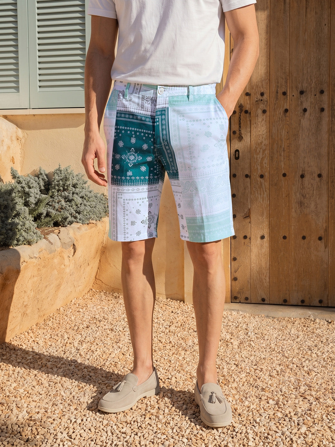 Men's Blue Printed Shorts