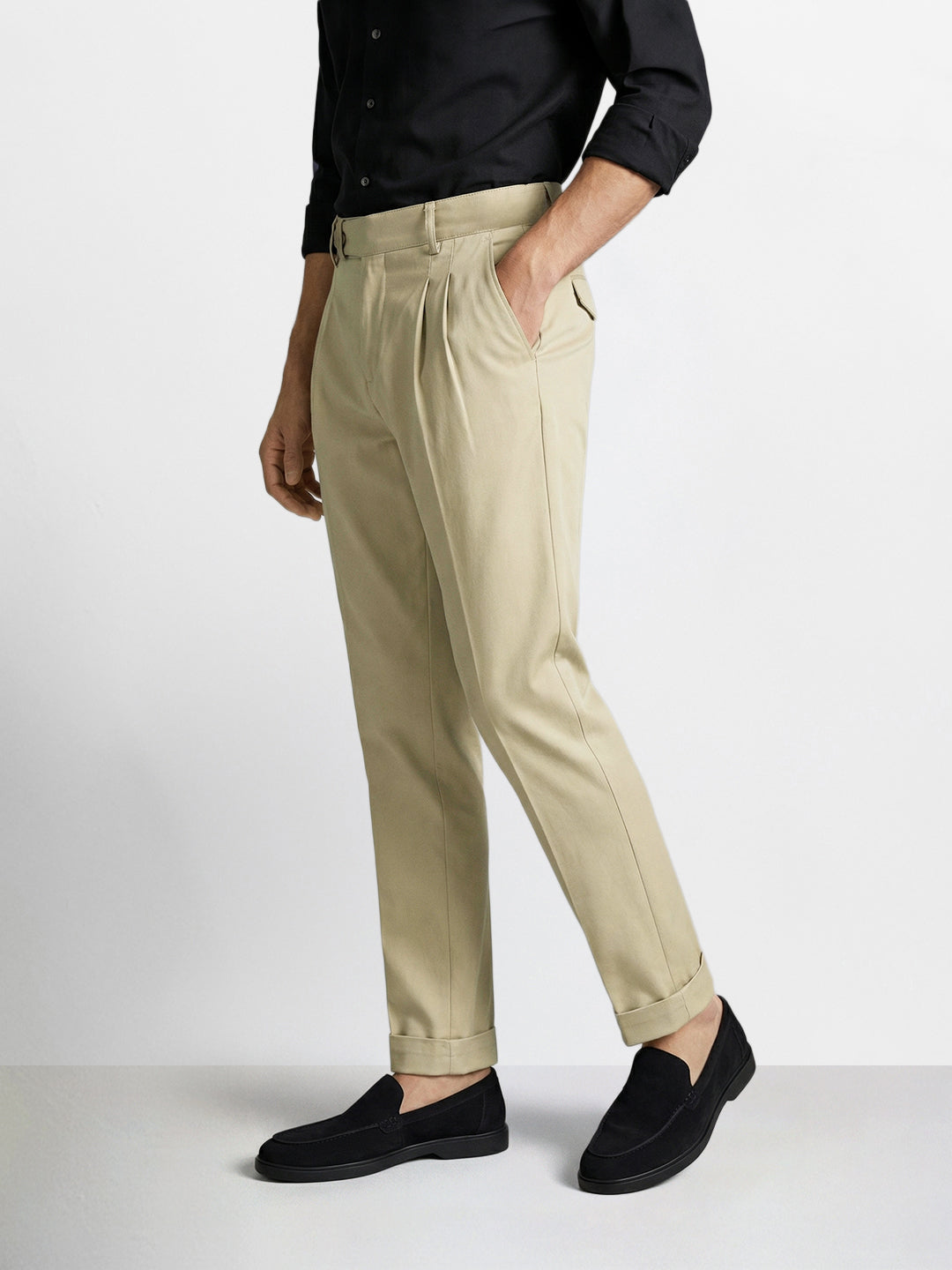 Men's Green Relaxed Fit Solid Casual Trousers