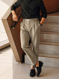 Men's Green Relaxed Fit Solid Casual Trousers