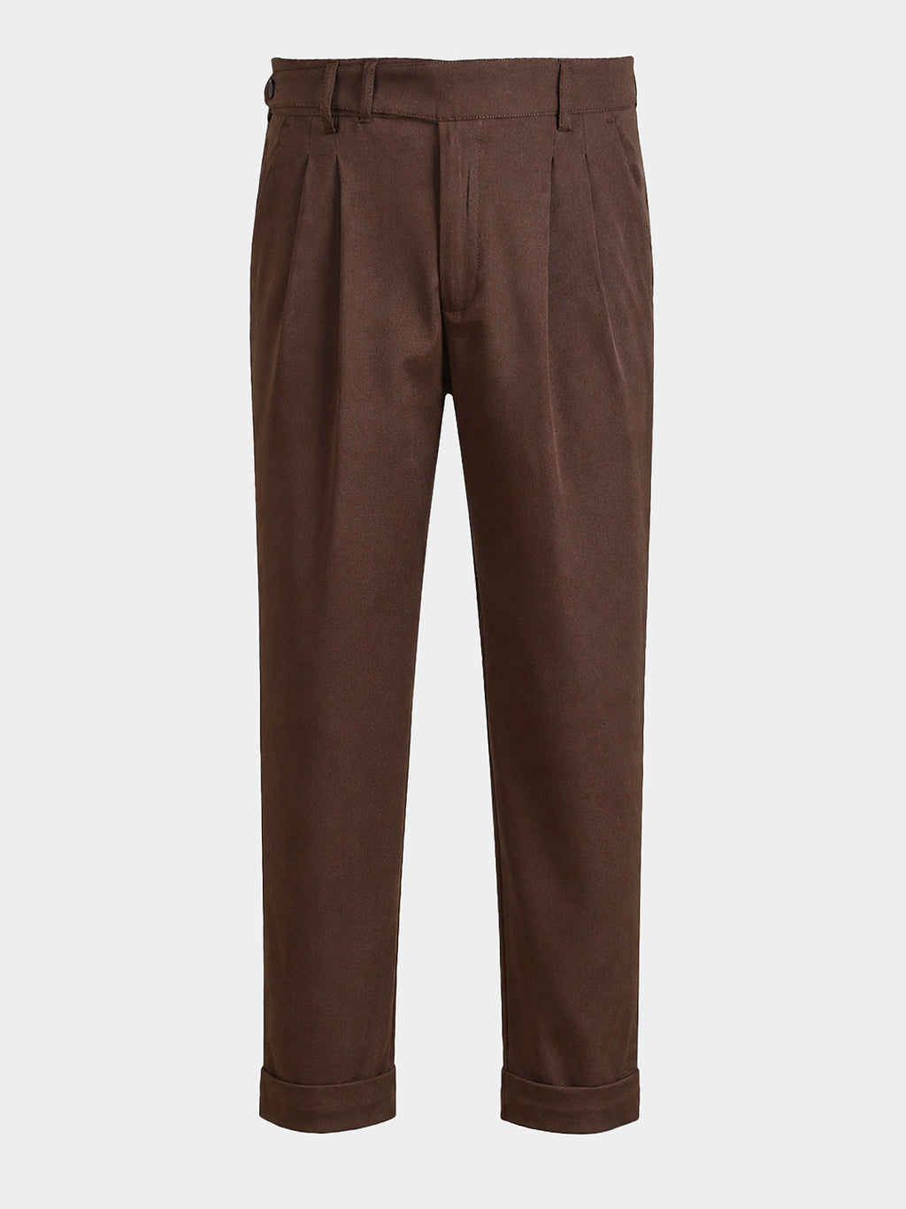 Men's Brown Relaxed Fit Solid Casual Trousers
