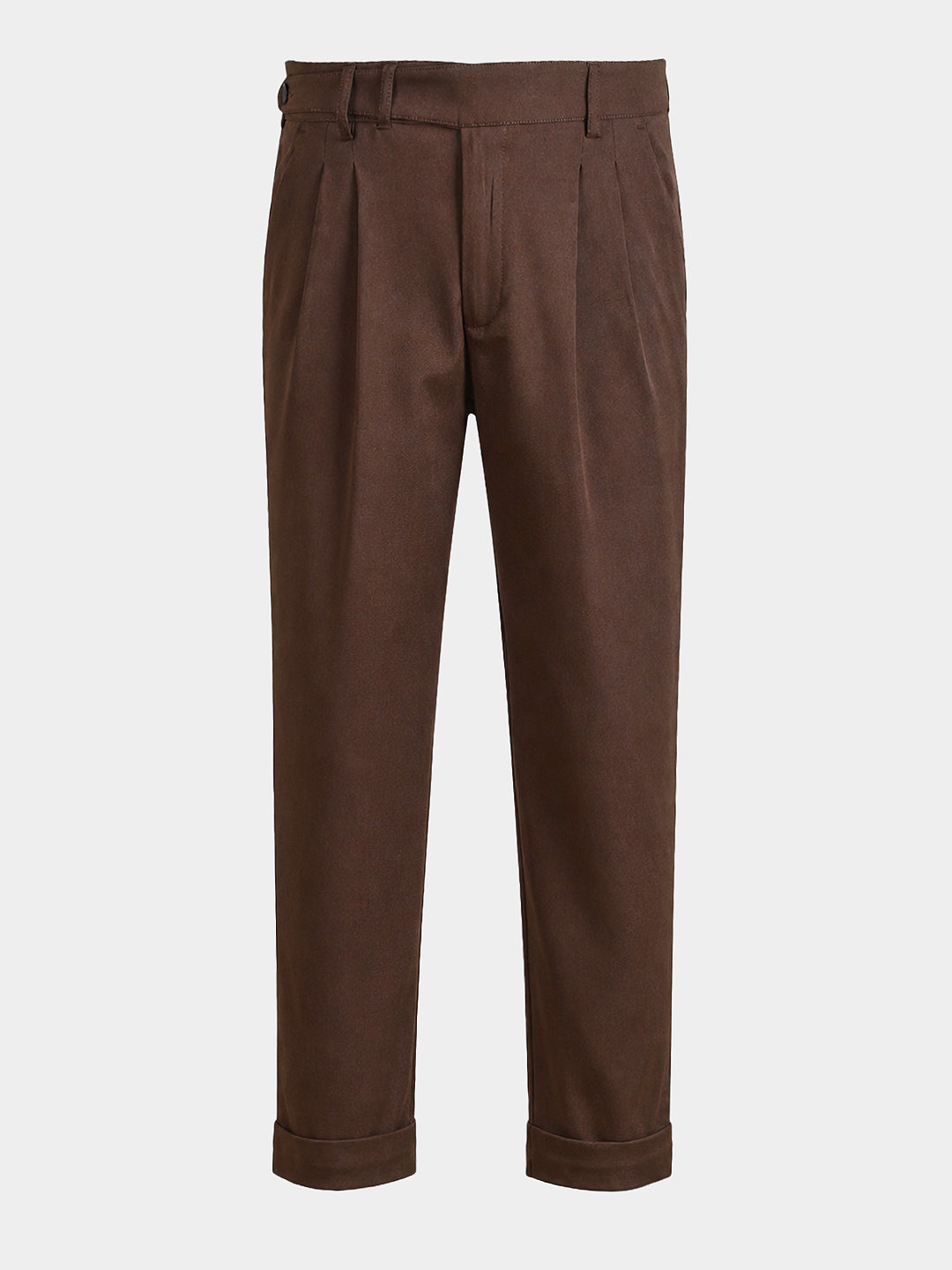 Men's Brown Relaxed Fit Solid Casual Trousers