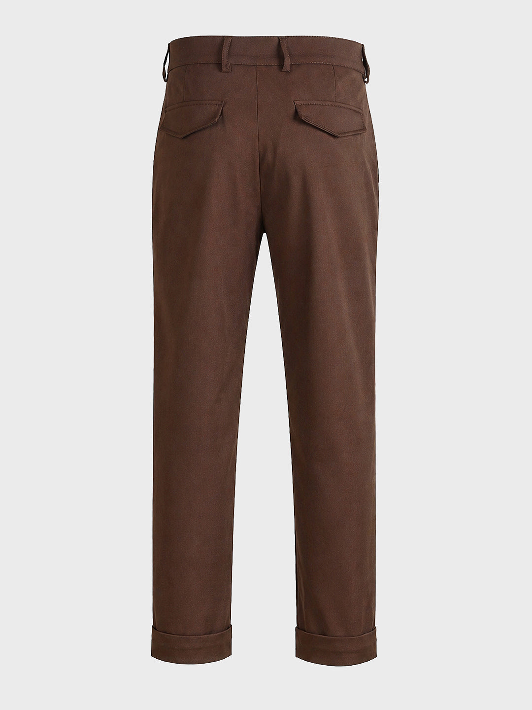 Men's Brown Relaxed Fit Solid Casual Trousers