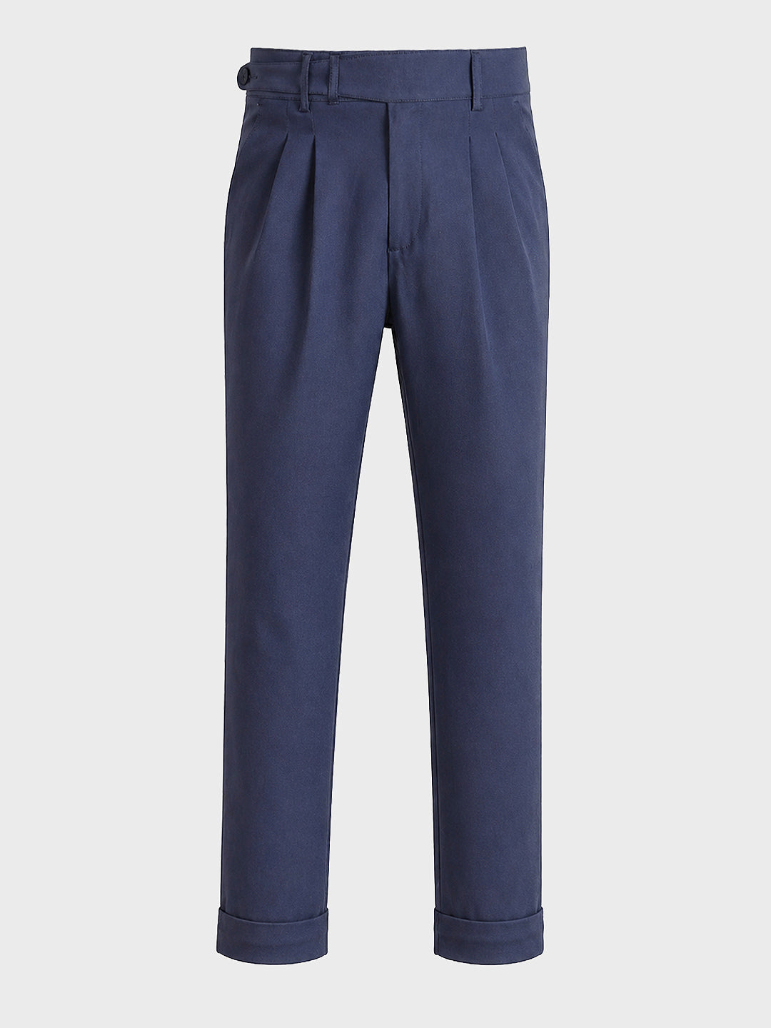 Men's Blue Relaxed Fit Solid Casual Trousers