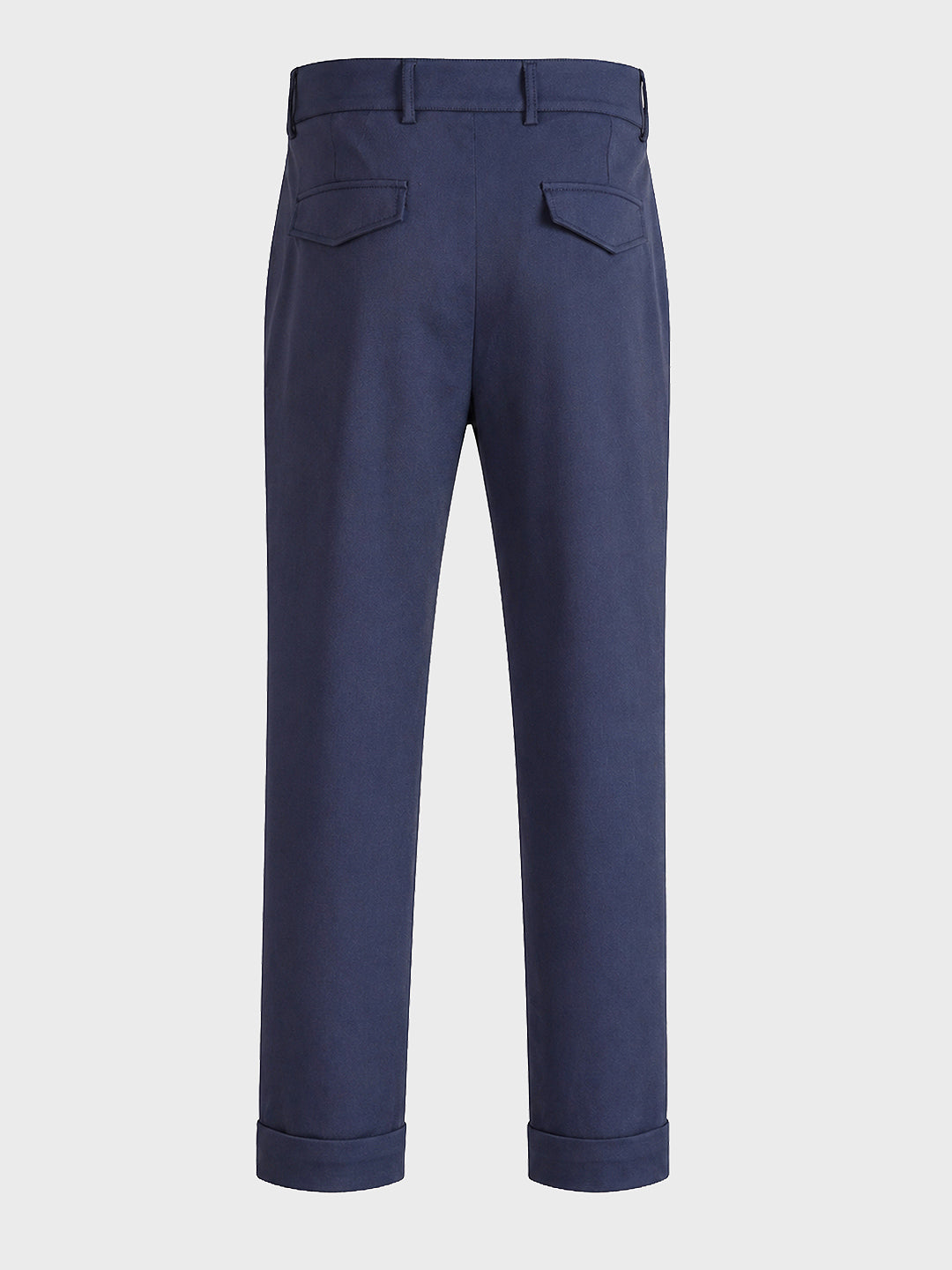 Men's Blue Relaxed Fit Solid Casual Trousers
