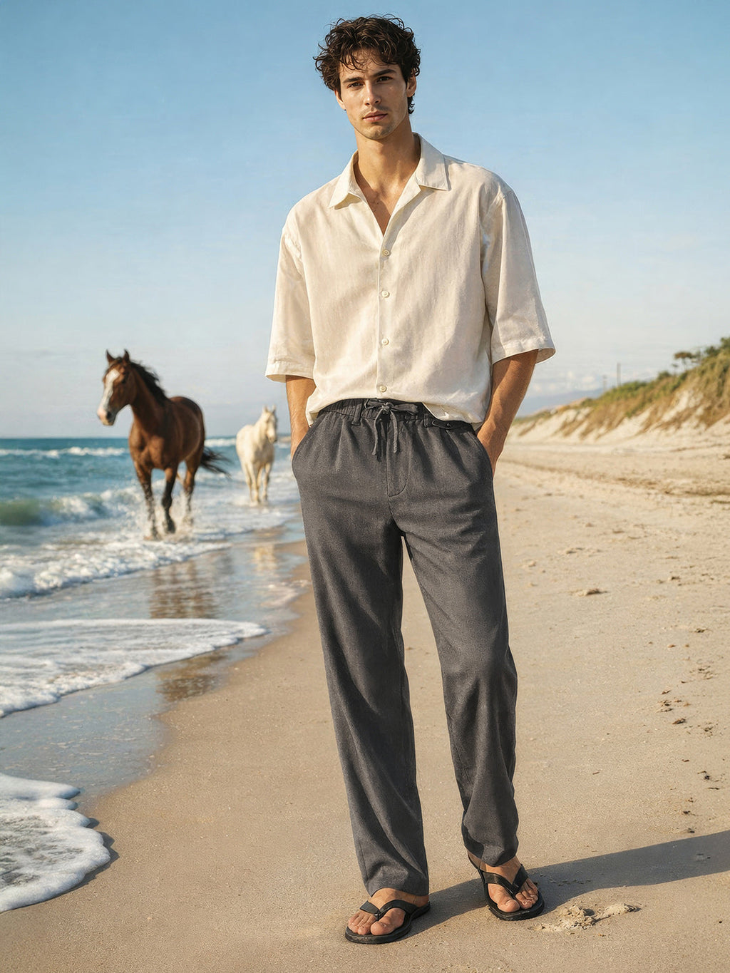Men's Grey Regular Fit Solid Casual Trousers