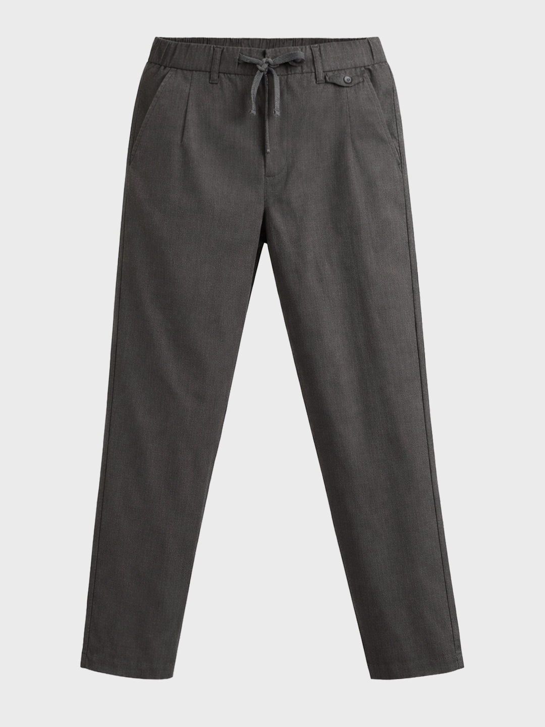 Men's Grey Regular Fit Solid Casual Trousers