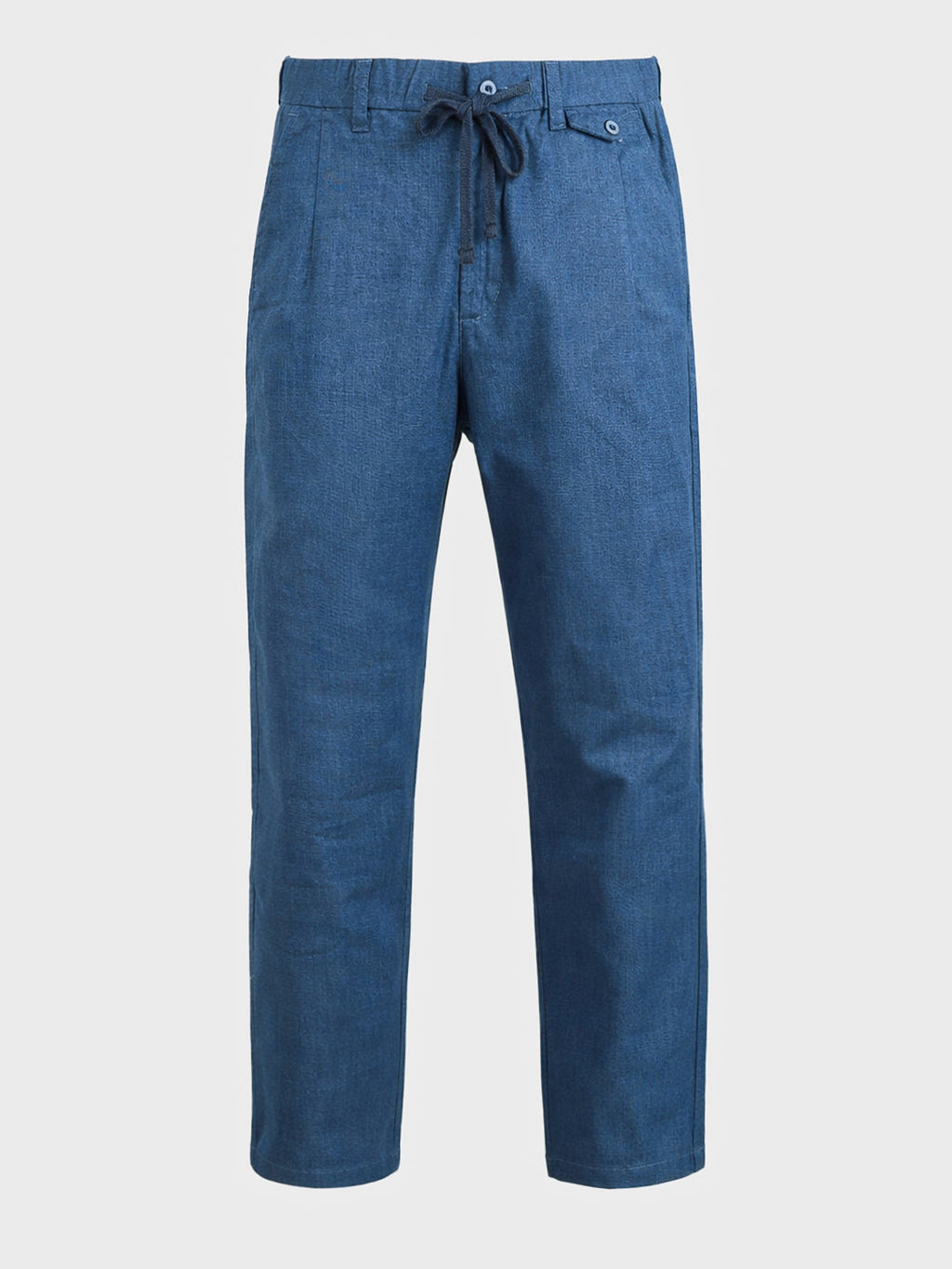 Men's Blue Regular Fit Solid Casual Trousers