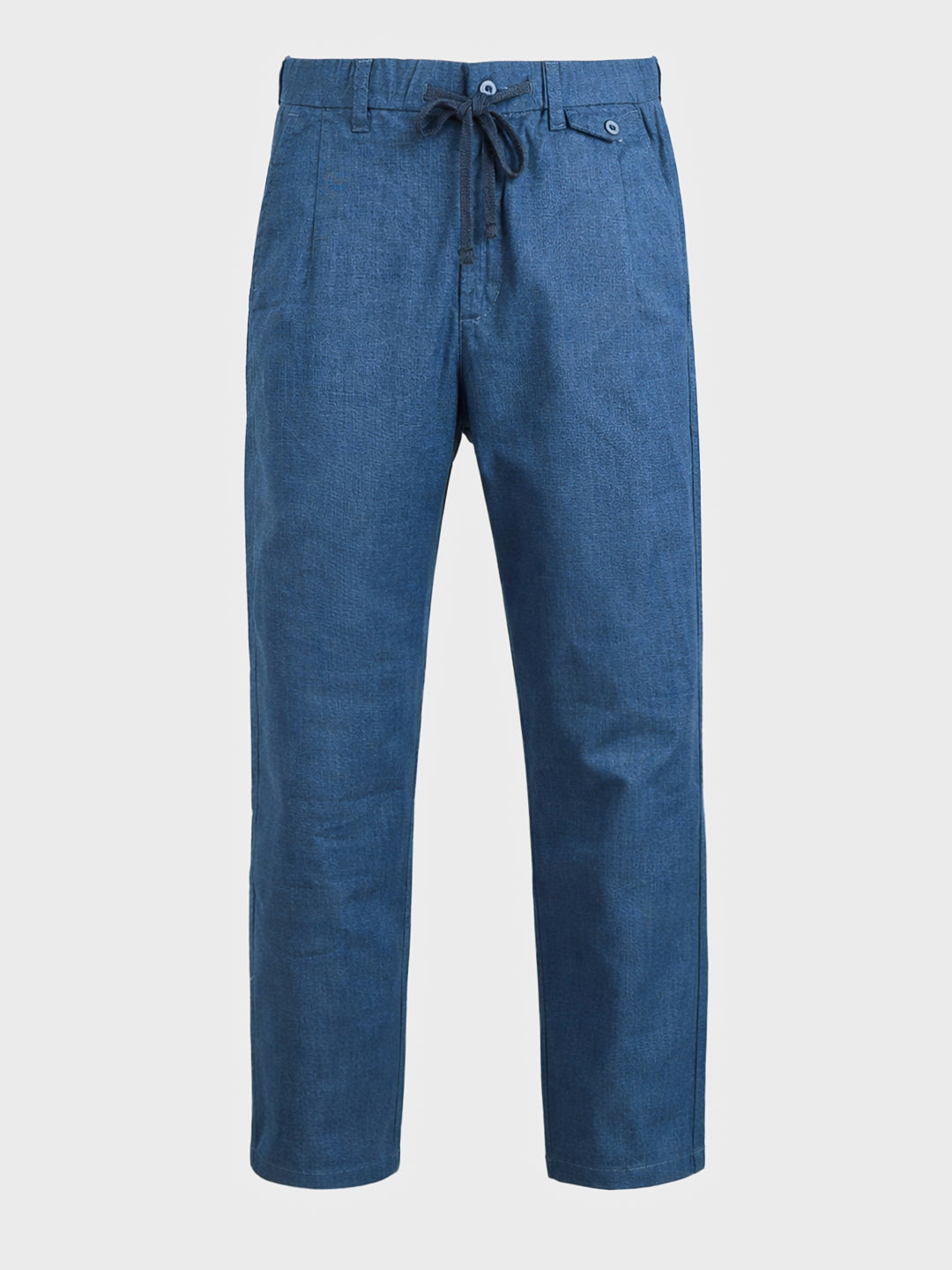 Men's Blue Regular Fit Solid Casual Trousers