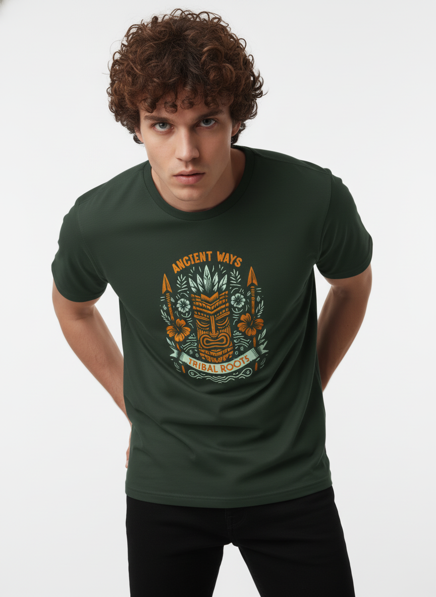 Men Cotton Tribal T-Shirt