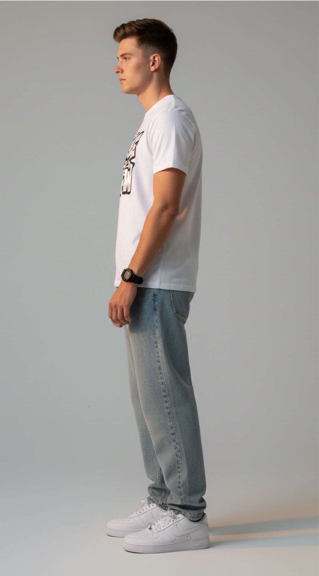 Men Printed White Cotton Tshirt