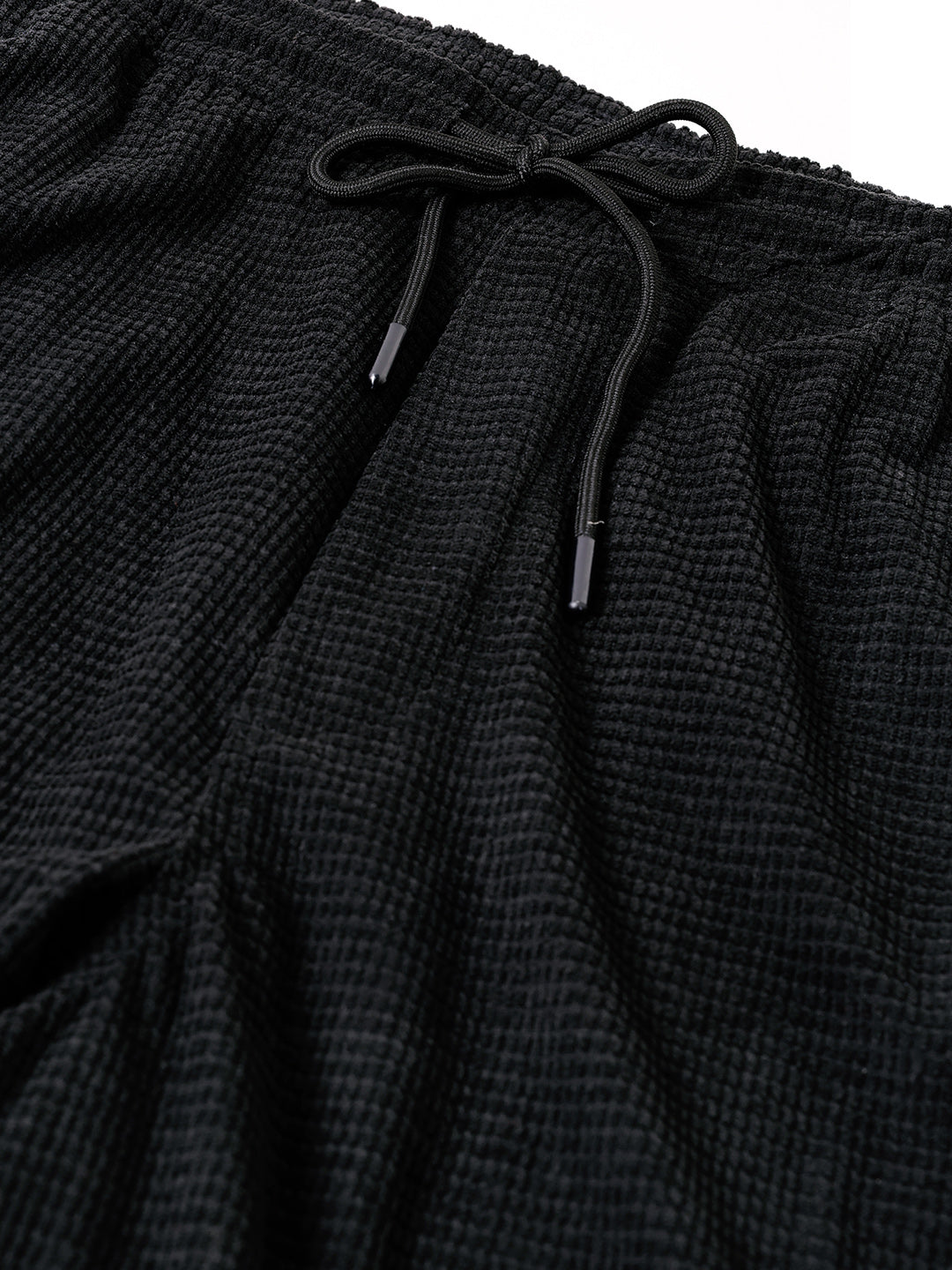 Men's Black Wide Leg Fit Textured Utility Cargo