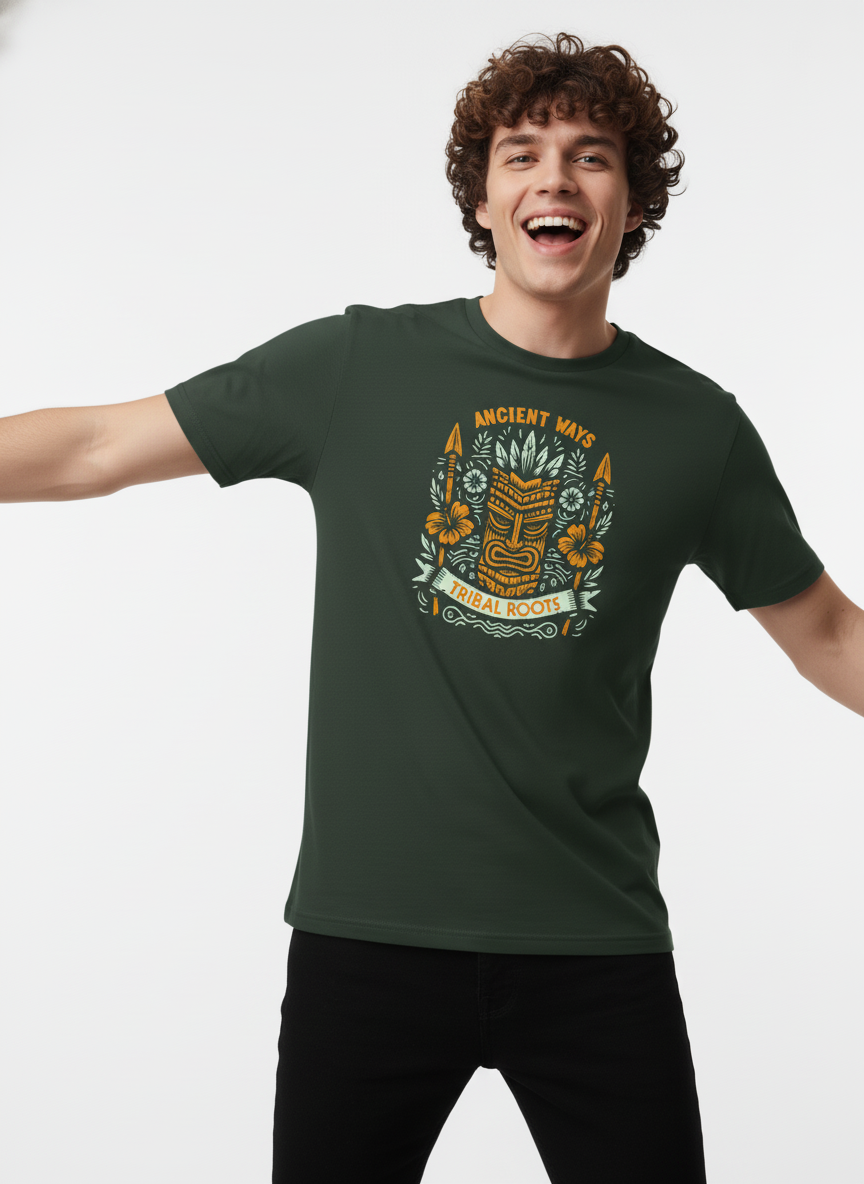 Men Cotton Tribal T-Shirt