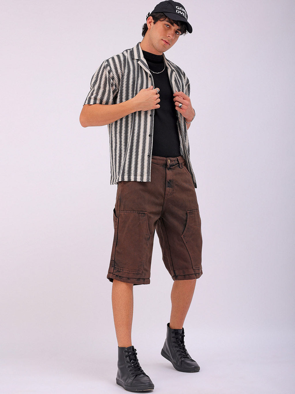 Men's Potting Soil Relaxed Fit Solid Utility Denim Shorts