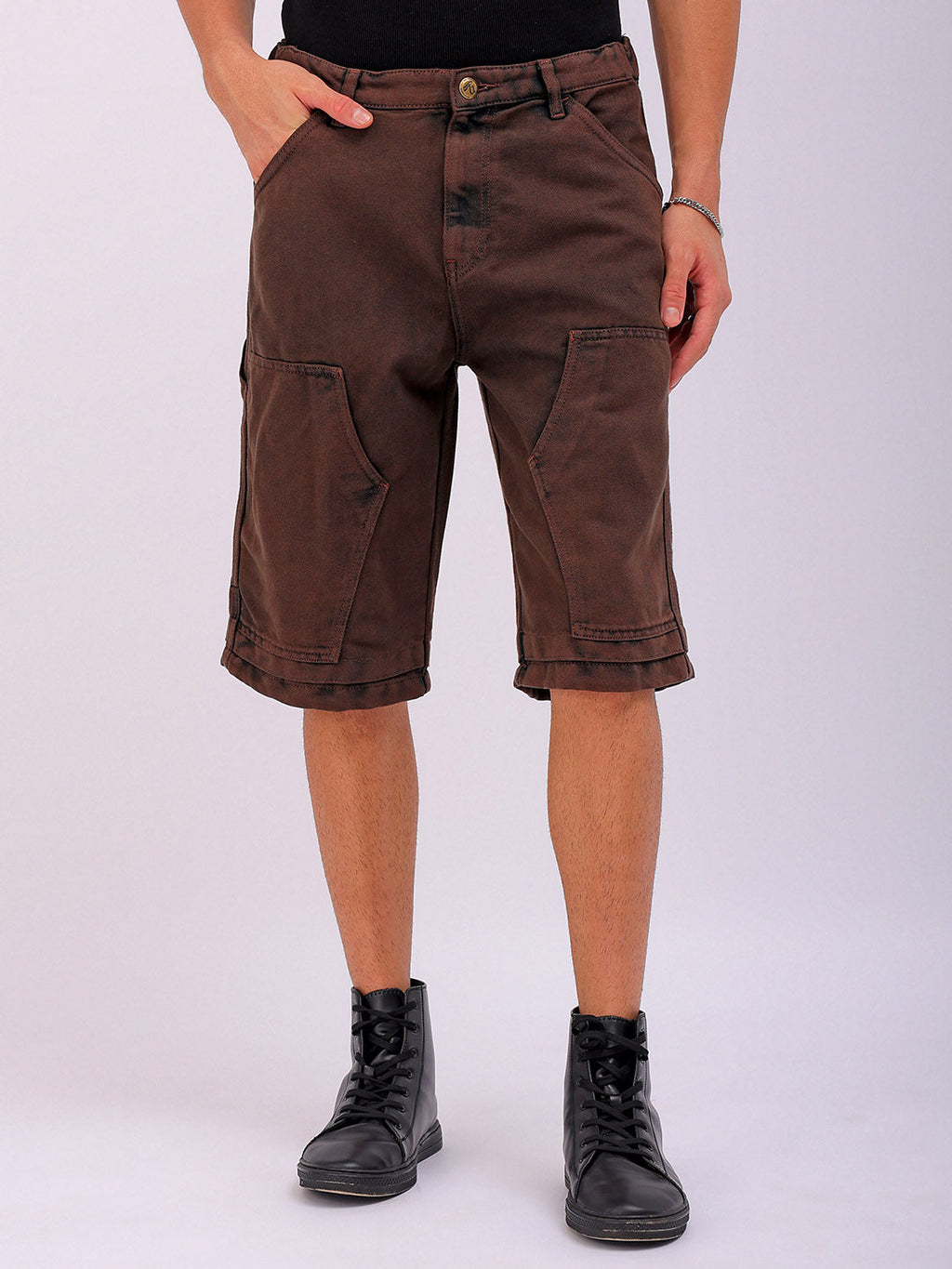 Men's Potting Soil Relaxed Fit Solid Utility Denim Shorts