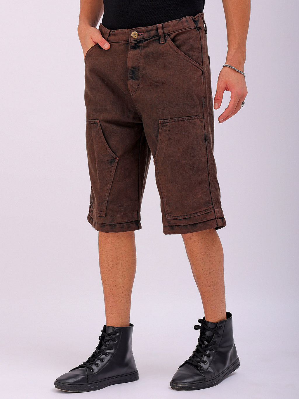 Men's Potting Soil Relaxed Fit Solid Utility Denim Shorts