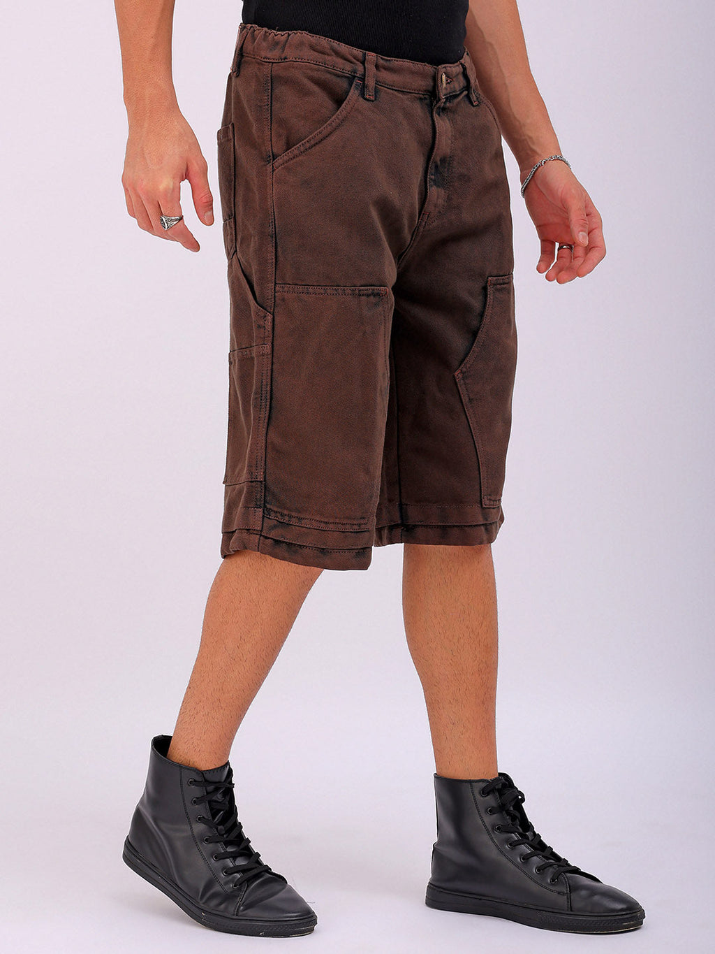 Men's Potting Soil Relaxed Fit Solid Utility Denim Shorts