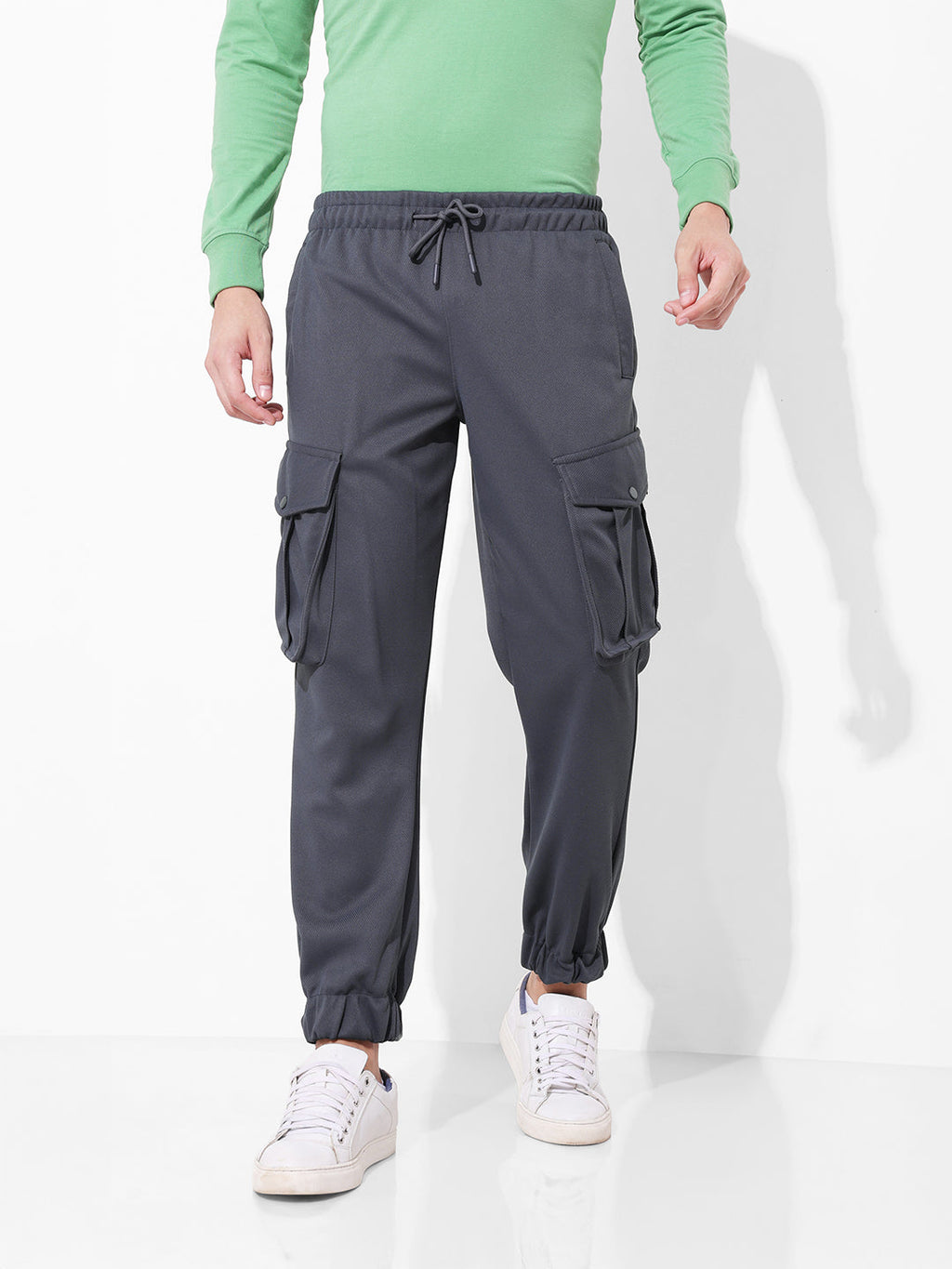 Men's Graphite Relaxed Fit Textured Casual Jogger