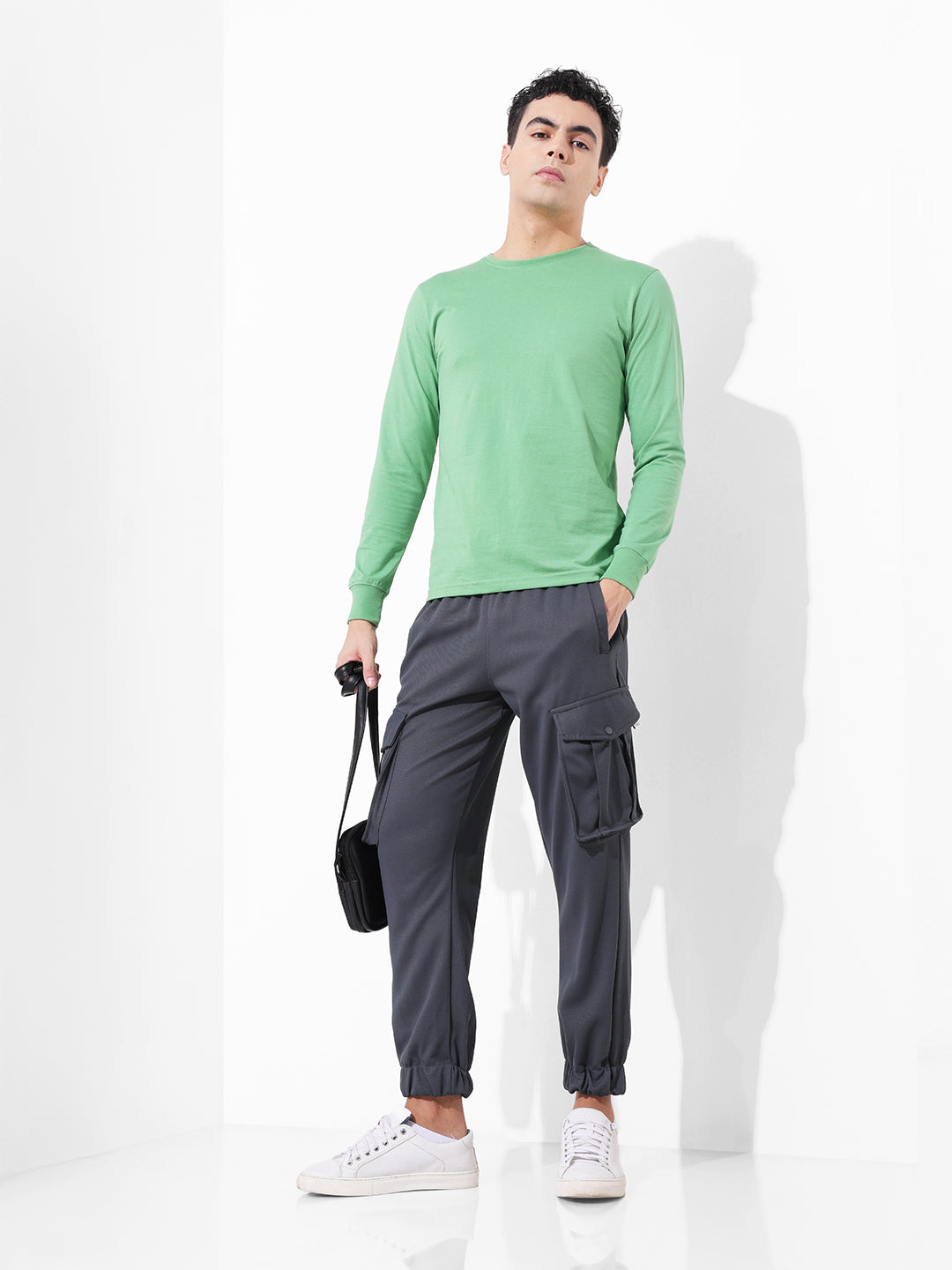 Men's Graphite Relaxed Fit Textured Casual Jogger