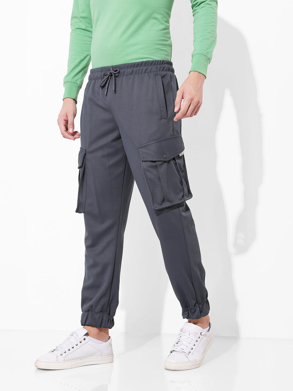 Men's Graphite Relaxed Fit Textured Casual Jogger