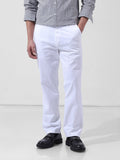 Men's White Regular Fit Solid Casual Chinos
