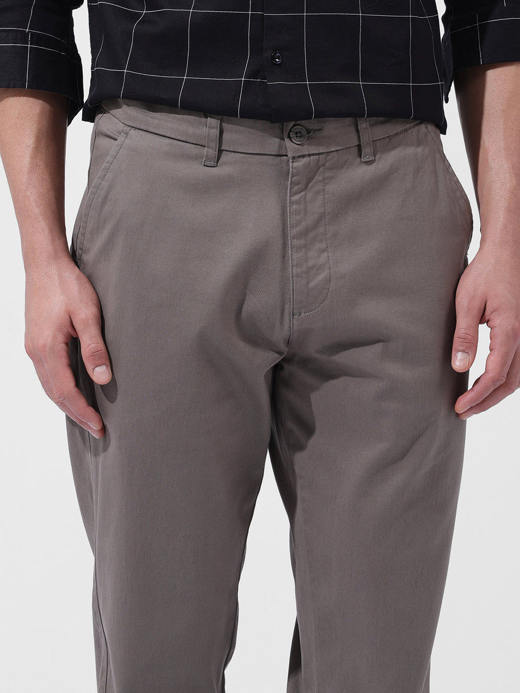 Men's Stone Regular Fit Solid Casual Chinos