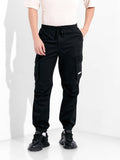 Men's Black Relaxed Fit Solid Utility Cargo