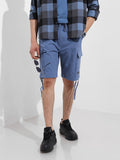 Men's Elemental Blue Relaxed Fit Textured Utility Shorts