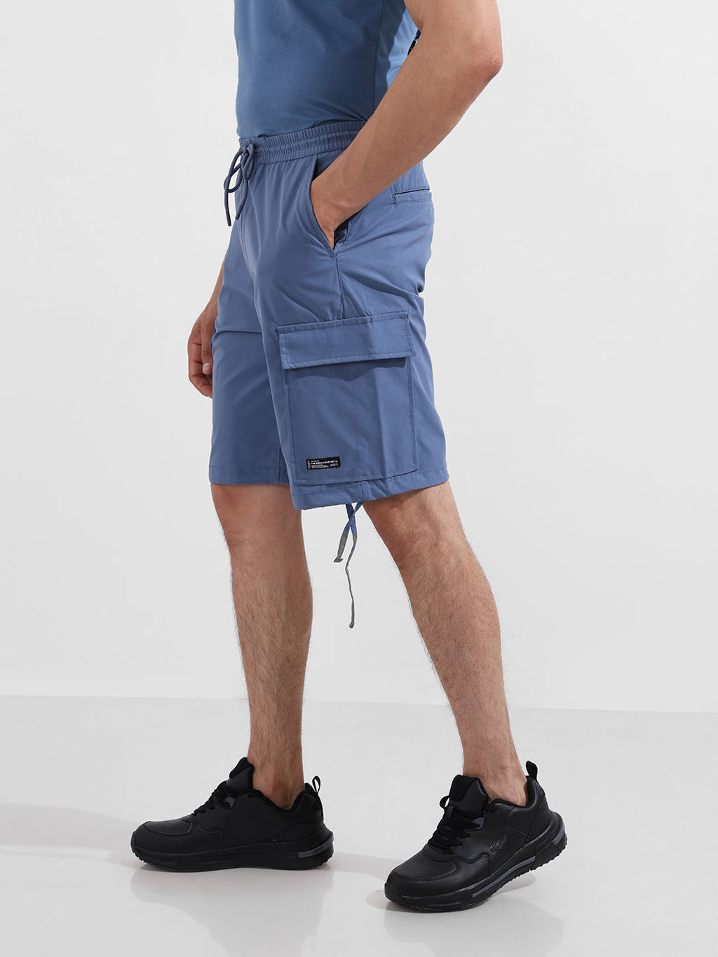 Men's Elemental Blue Relaxed Fit Textured Utility Shorts
