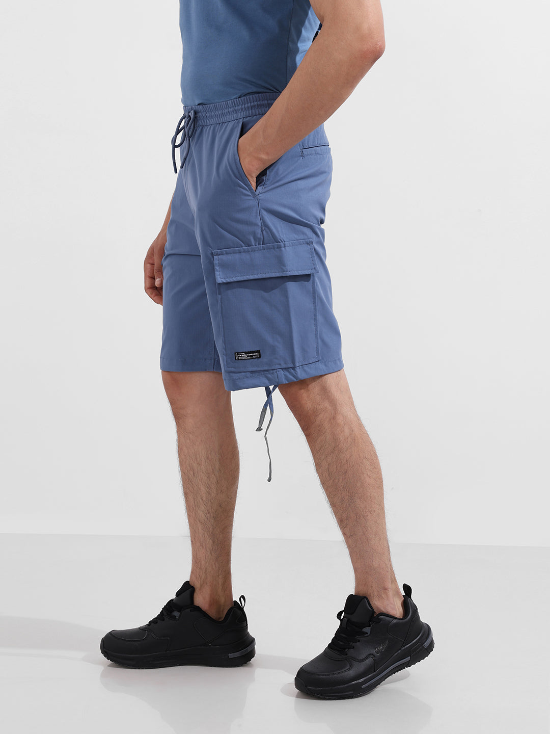 Men's Elemental Blue Relaxed Fit Textured Utility Shorts