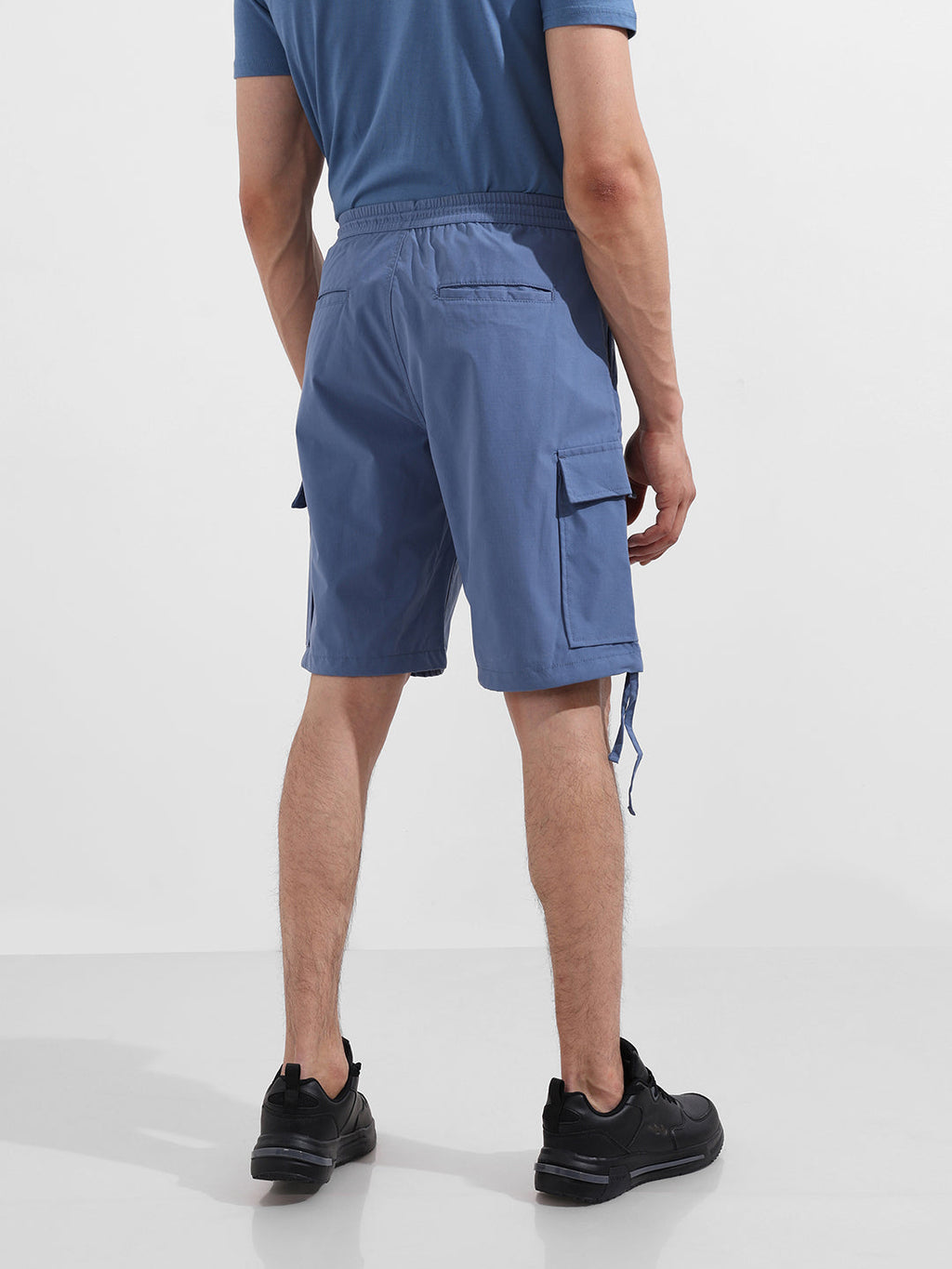Men's Elemental Blue Relaxed Fit Textured Utility Shorts