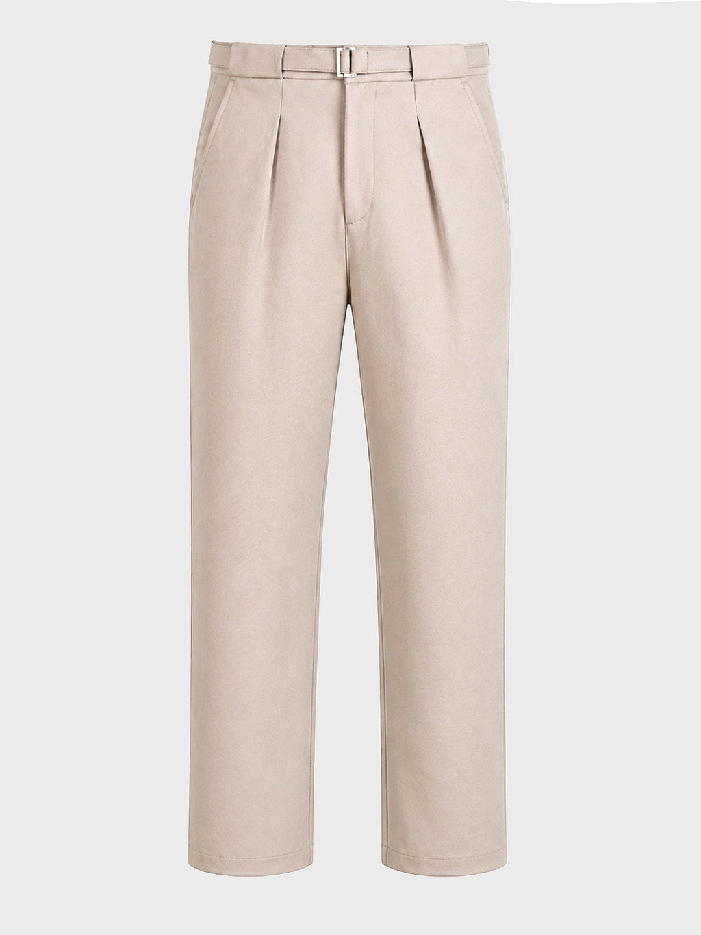 Men's Khaki Regular Fit Solid Casual Trousers