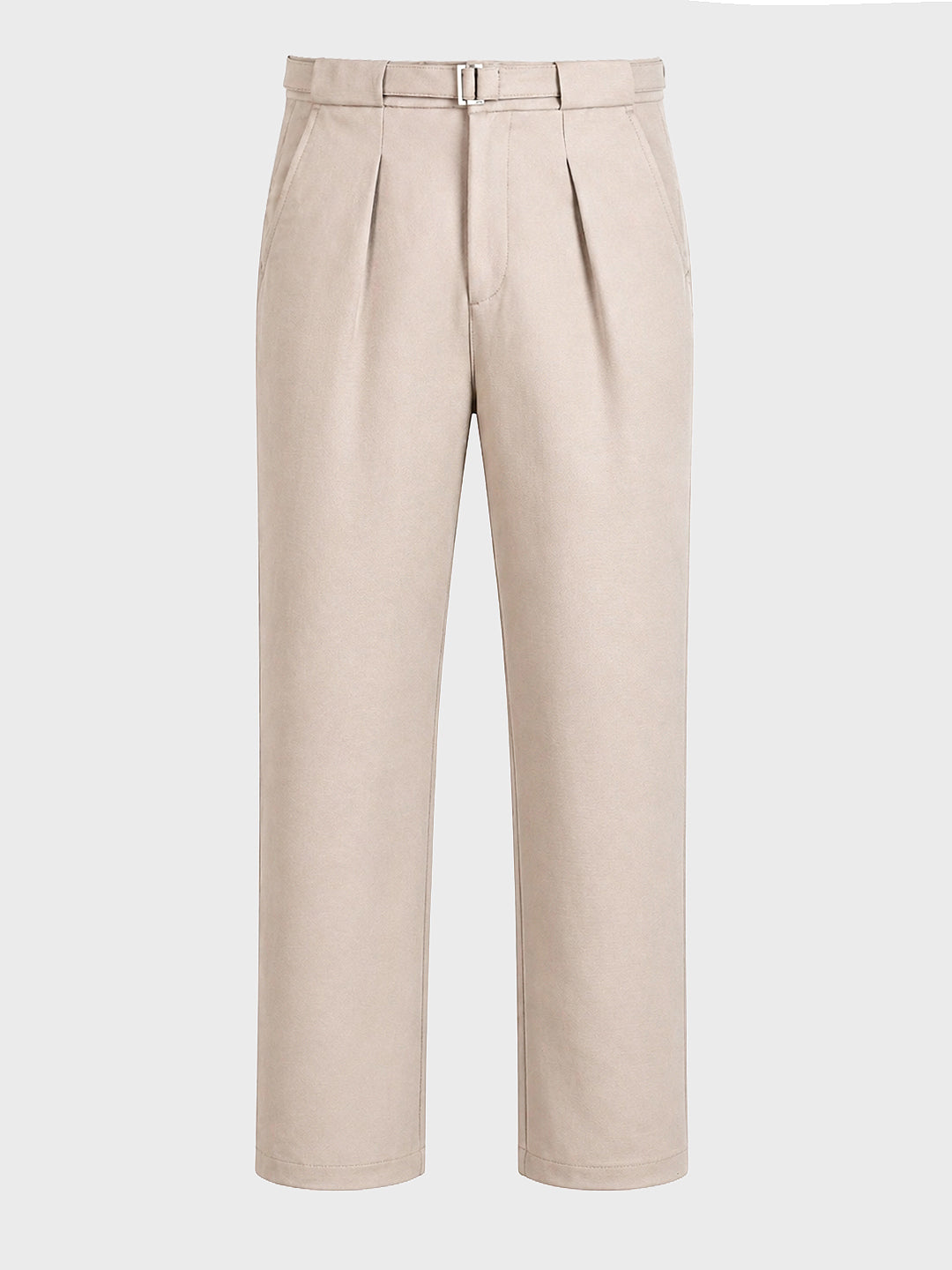 Men's Khaki Regular Fit Solid Casual Trousers
