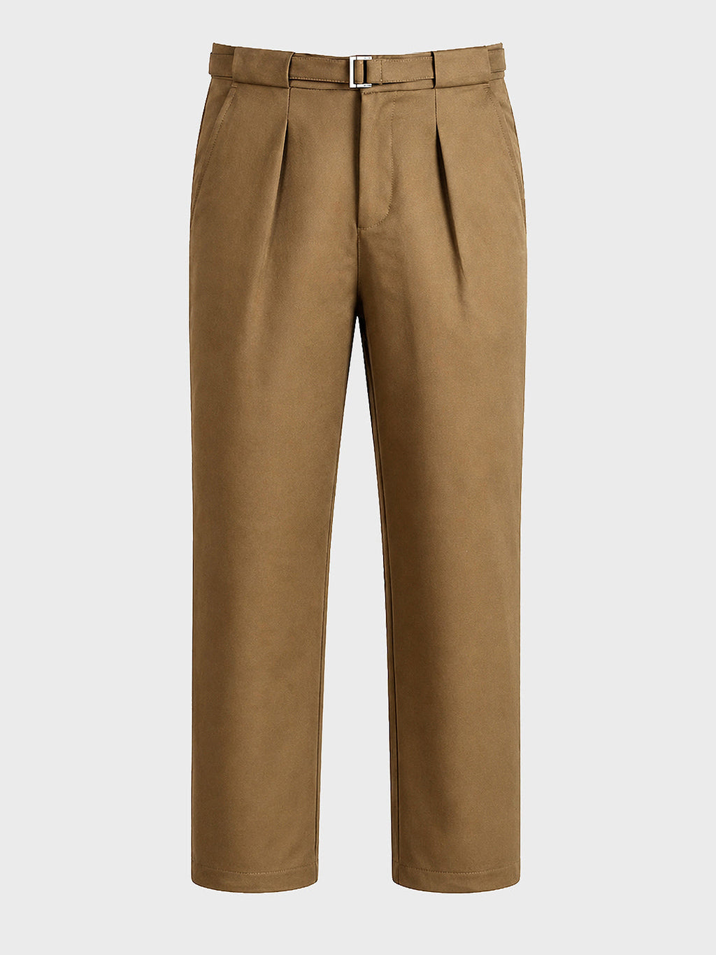 Men's Brown Regular Fit Solid Casual Trousers