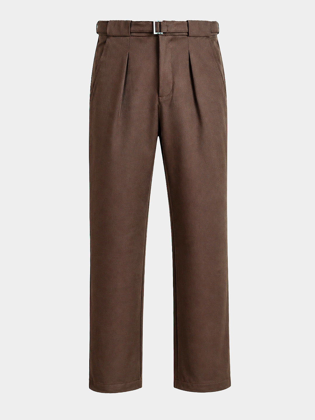 Men's Brown Regular Fit Solid Casual Trousers