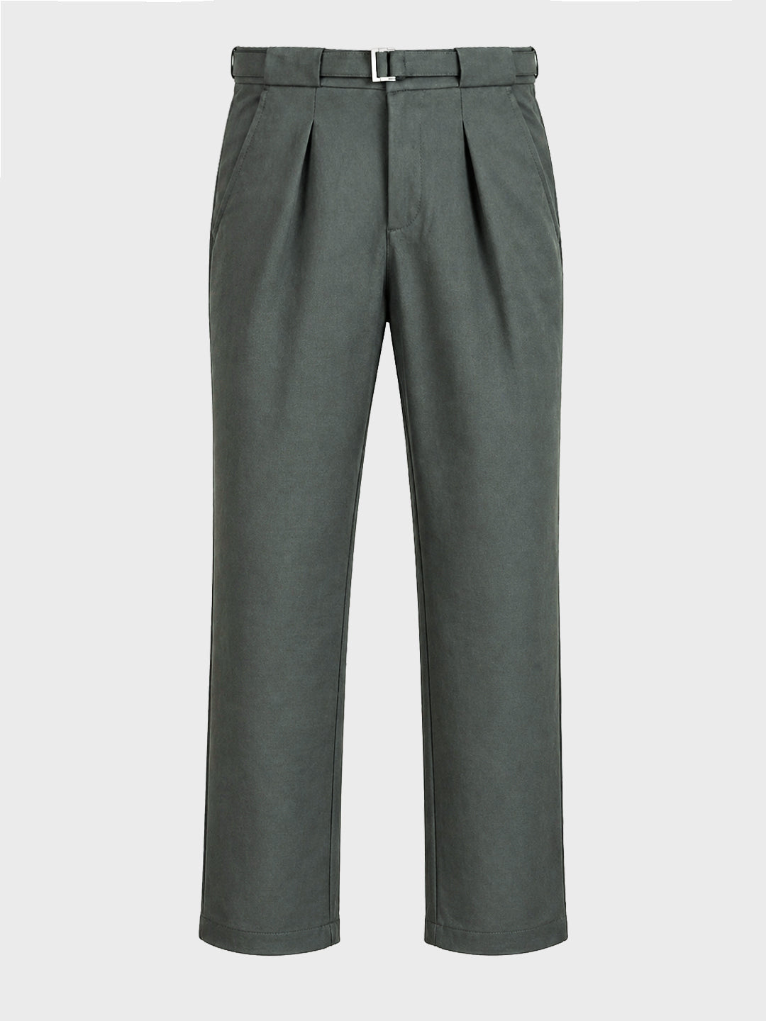 Men's Green Regular Fit Solid Casual Trousers