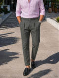 Men's Green Regular Fit Solid Casual Trousers