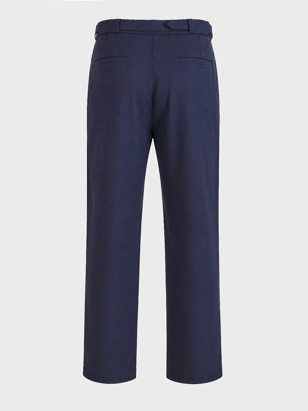 Men's Navy Blue Regular Fit Solid Casual Trousers