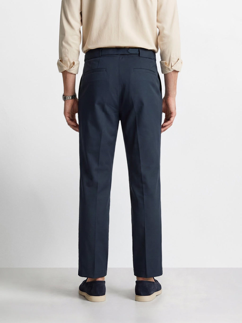 Men's Grey Regular Fit Solid Casual Trousers
