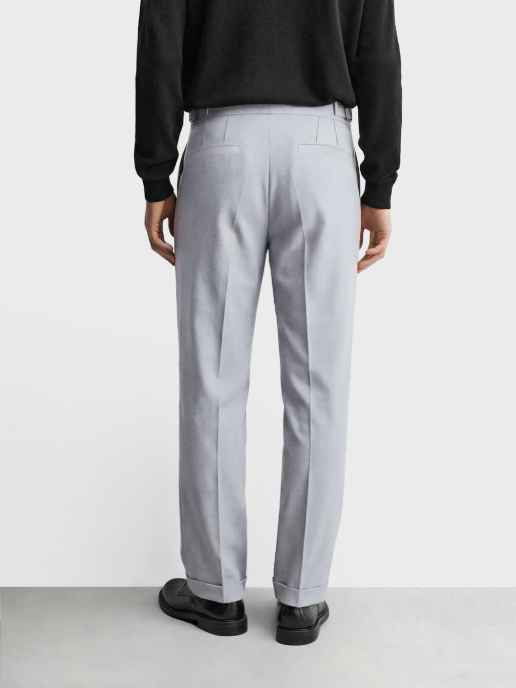 Men's Grey Regular Fit Solid Casual Trousers