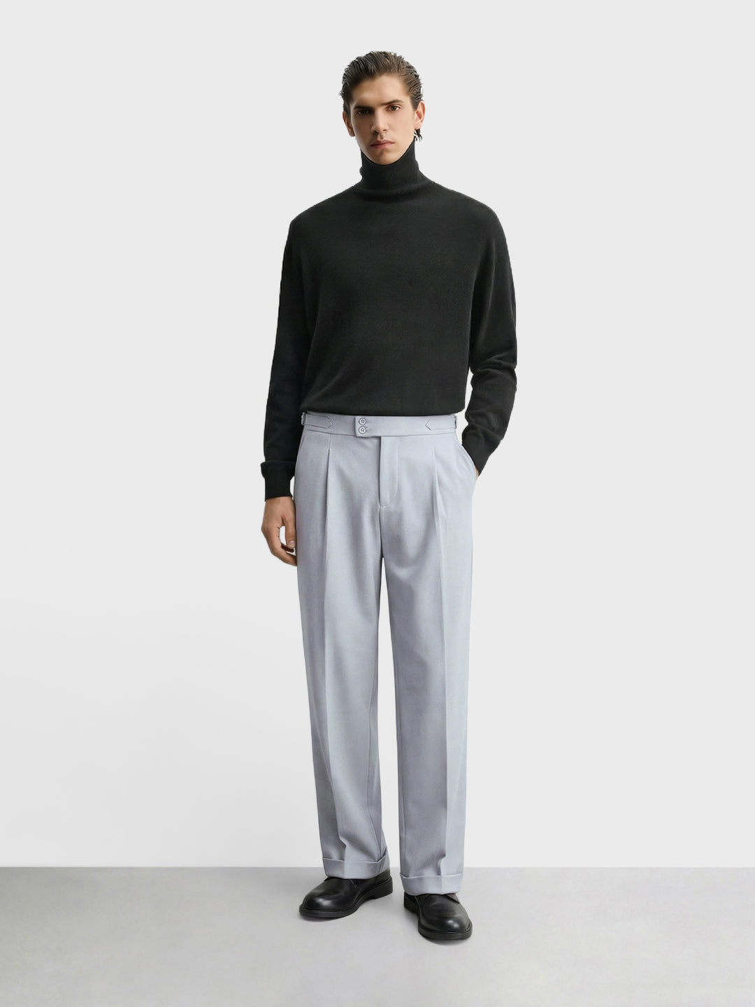 Men's Grey Regular Fit Solid Casual Trousers
