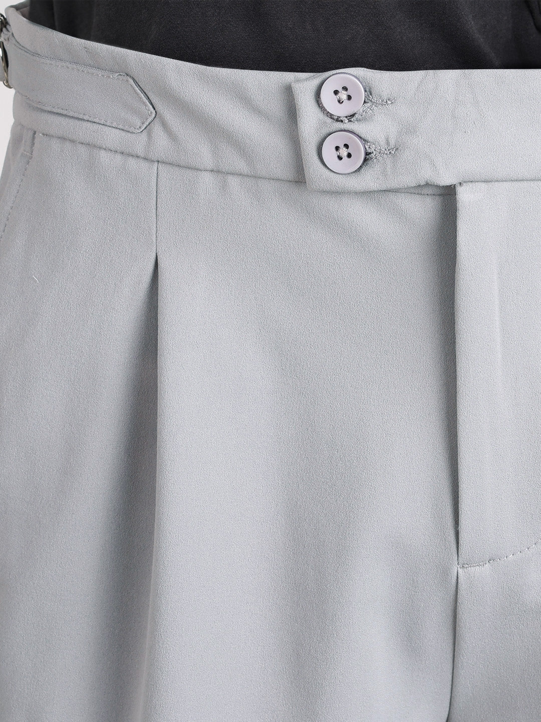 Men's Grey Regular Fit Solid Casual Trousers